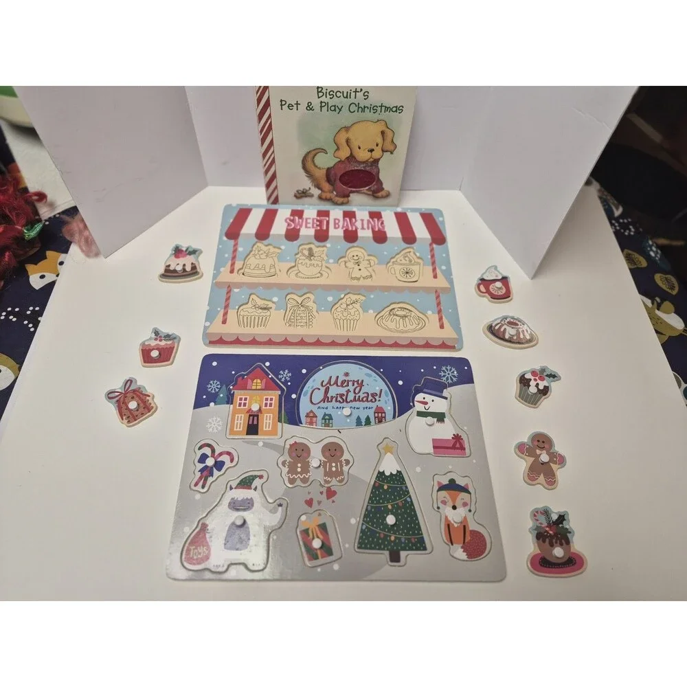 Childrens Christmas Puzzels (Two) Plush Christmas Puppy BOARD BOOK